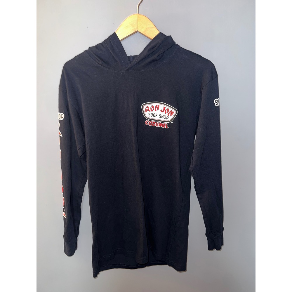 Ron Jon Surf Shop Cozumel Black Long Sleeve Hooded Graphic T-Shirt Mens Small - Picture 3 of 6